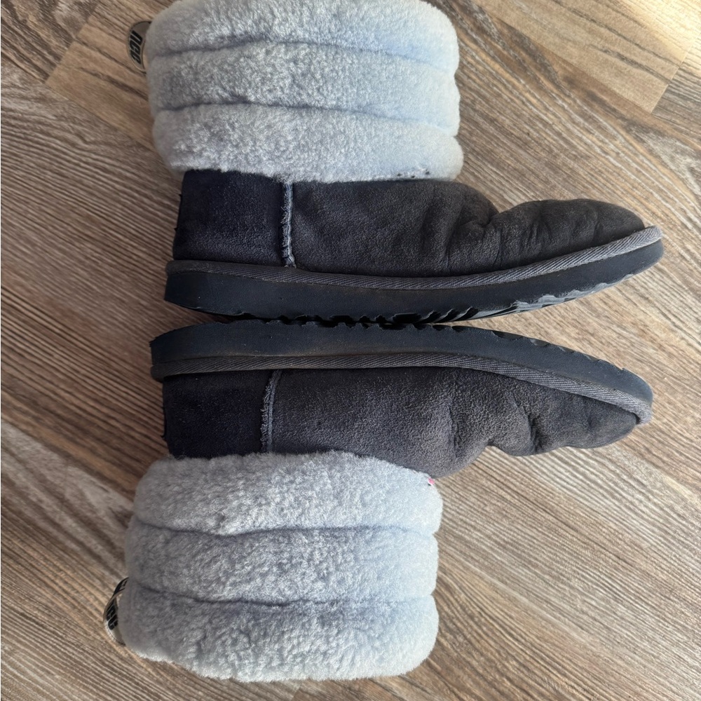 UGG charcoal and grey Mini Fluff Quilted Boots